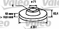 Valeo 186569 Rear brake disc, non-ventilated 186569
