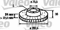 Valeo 186570 Front brake disc ventilated 186570