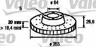 Valeo 186572 Front brake disc ventilated 186572