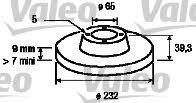 Valeo 186597 Rear brake disc, non-ventilated 186597