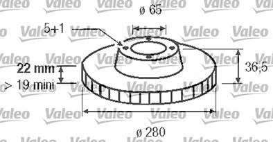 Valeo 186604 Front brake disc ventilated 186604