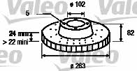 Valeo 186612 Front brake disc ventilated 186612