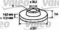 Valeo 186614 Unventilated front brake disc 186614