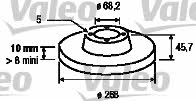 Valeo 186624 Rear brake disc, non-ventilated 186624