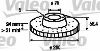 Valeo 186625 Front brake disc ventilated 186625