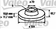 Valeo 186642 Rear brake disc, non-ventilated 186642