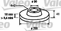 Valeo 186647 Rear brake disc, non-ventilated 186647