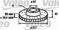 Valeo 186653 Front brake disc ventilated 186653