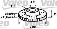Valeo 186655 Front brake disc ventilated 186655