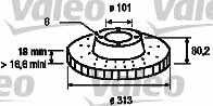 Valeo 186685 Rear ventilated brake disc 186685