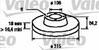 Valeo 186691 Rear brake disc, non-ventilated 186691