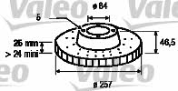 Valeo 186696 Front brake disc ventilated 186696