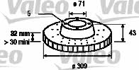 Valeo 186703 Front brake disc ventilated 186703