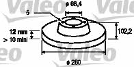 Valeo 186713 Rear brake disc, non-ventilated 186713