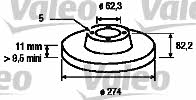 Valeo 186718 Rear brake disc, non-ventilated 186718