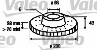 Valeo 186728 Front brake disc ventilated 186728