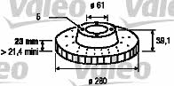 Valeo 186734 Front brake disc ventilated 186734