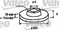 Valeo 186740 Rear brake disc, non-ventilated 186740