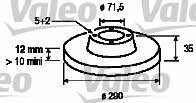 Valeo 186747 Rear brake disc, non-ventilated 186747