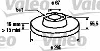 Valeo 186753 Rear brake disc, non-ventilated 186753
