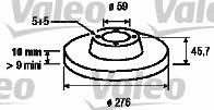 Valeo 186797 Rear brake disc, non-ventilated 186797