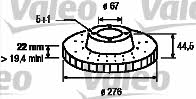 Valeo 186799 Front brake disc ventilated 186799