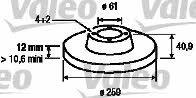 Valeo 186802 Unventilated front brake disc 186802