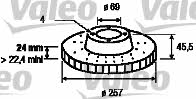 Valeo 186823 Front brake disc ventilated 186823