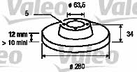 Valeo 186834 Rear brake disc, non-ventilated 186834