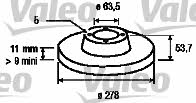 Valeo 186844 Rear brake disc, non-ventilated 186844
