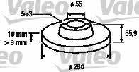 Valeo 186849 Rear brake disc, non-ventilated 186849