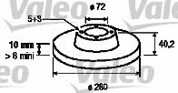 Valeo 186851 Rear brake disc, non-ventilated 186851