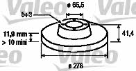 Valeo 186854 Rear brake disc, non-ventilated 186854