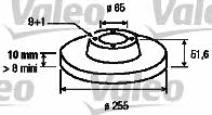 Valeo 186857 Rear brake disc, non-ventilated 186857