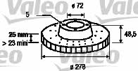 Valeo 186872 Front brake disc ventilated 186872