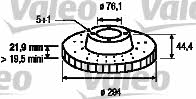 Valeo 186886 Rear ventilated brake disc 186886