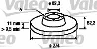 Valeo 186896 Rear brake disc, non-ventilated 186896