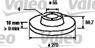 Valeo 186898 Rear brake disc, non-ventilated 186898