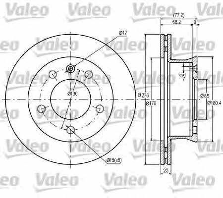 Valeo 187041 Front brake disc ventilated 187041