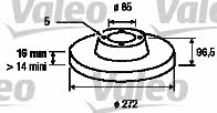 Valeo 187045 Rear brake disc, non-ventilated 187045