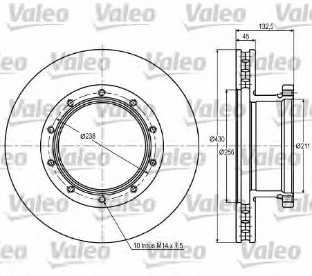 Valeo 187051 Front brake disc ventilated 187051