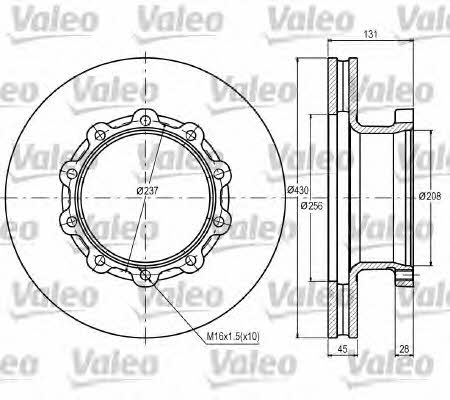 Valeo 187070 Front brake disc ventilated 187070