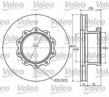Valeo 187076 Front brake disc ventilated 187076