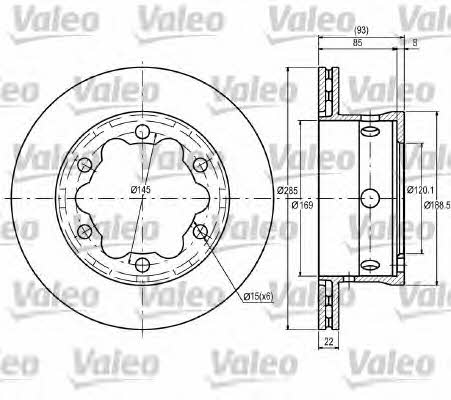 Valeo 187081 Rear ventilated brake disc 187081