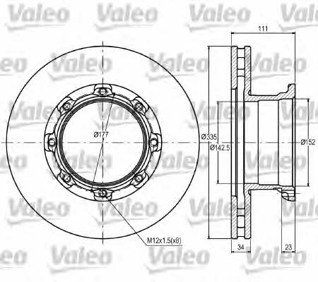 Valeo 187083 Front brake disc ventilated 187083