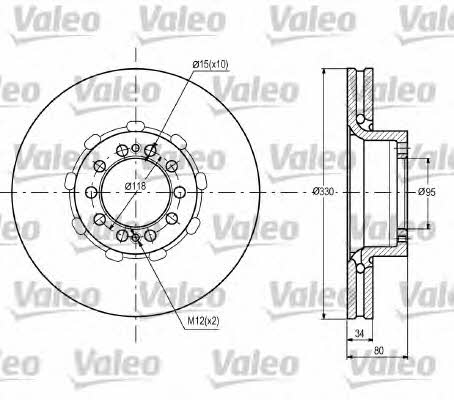 Valeo 187090 Front brake disc ventilated 187090