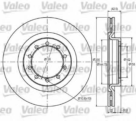 Valeo 187097 Front brake disc ventilated 187097