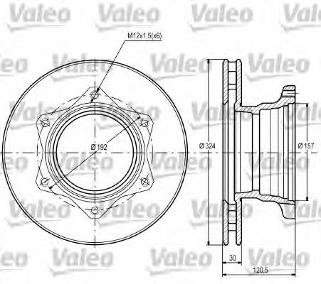 Valeo 187109 Rear ventilated brake disc 187109