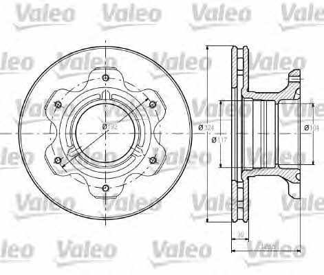 Valeo 187110 Rear ventilated brake disc 187110