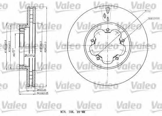 Valeo 187150 Front brake disc ventilated 187150